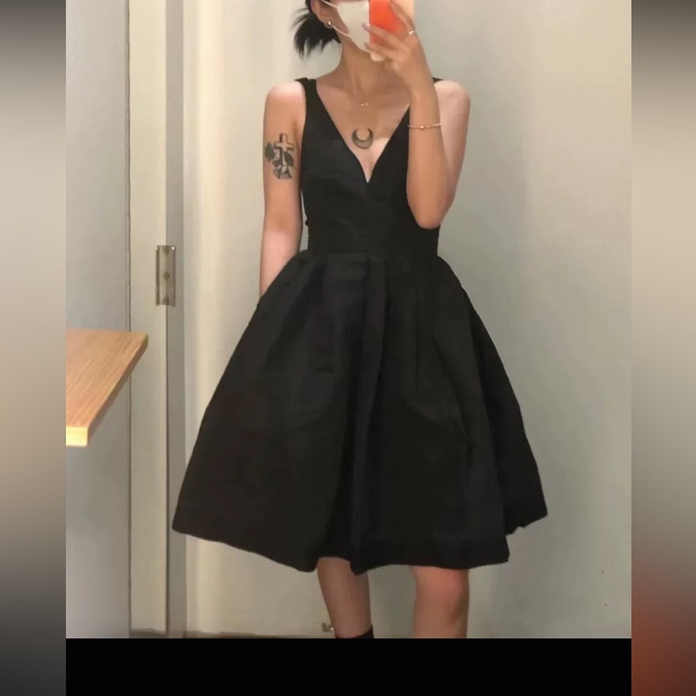 COS Black V-Neck Mini Dress